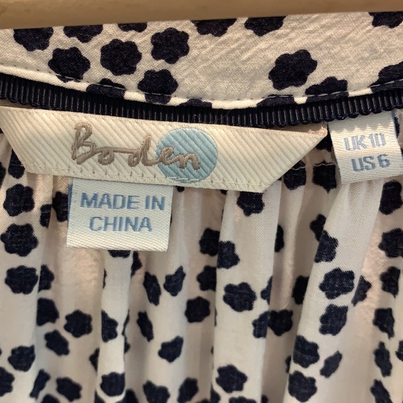 Boden Maya flower polka dot blouse navy & white - Picture 2 of 10
